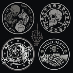set,  gothic sign with skull, grunge vintage design t shirts