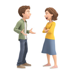 Animated characters in a lively discussion, depicting emotions and expressions in a casual setting, great for social themes