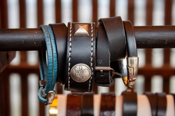 Beautiful high-quality leather products close-up