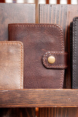 Beautiful high-quality leather products close-up