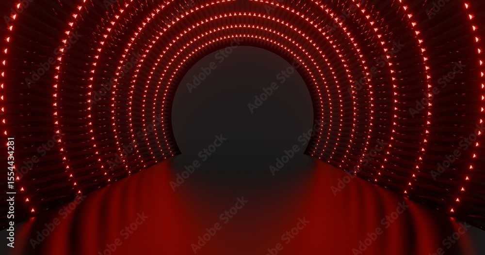 Poster futuristic architecture background neon arch tunnel 3d render