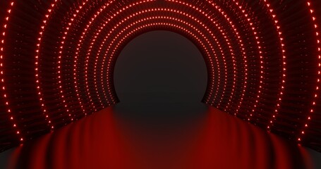 Futuristic architecture background neon arch tunnel 3d render