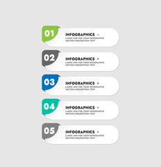 infographic template on a gray background plates with your sections in different colors