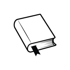 Simple Black and White Book Illustration with Bookmark