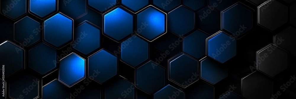 Poster minimalistic blue abstract background featuring a seamless pattern of hexagons and honeycomb texture
