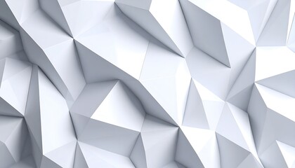Abstract White Geometric Low Poly Background with Modern Design, 3D Render, and Digital Art.
