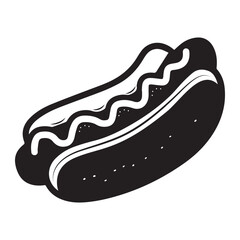 hot dog black silhouette vector, Simple silhouette Design vector icon with white background. Food vector