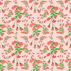 Whispers of Spring, floral pattern, seamless pattern, botanical design, hand-drawn flowers, pink flower pattern