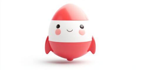 Cute Cartoon Character - Red and White Smiley Face