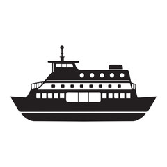 Obraz premium ferry black silhouette vector, Simple silhouette Design vector icon with white background. Water transportation vector illustration