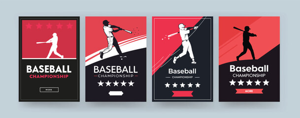 Baseball Championship Flyer Set – Bold Sport Poster Templates with Player Silhouettes