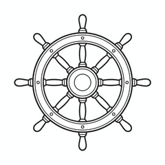 Obraz premium Black and White Ship Wheel Illustration with Eight Handles