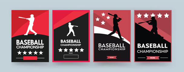 Baseball Championship Flyer Set – Bold Sport Poster Templates with Player Silhouettes