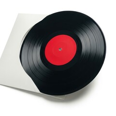 Obraz premium Vintage Vinyl Record with Red Label in Sleeve Isolated