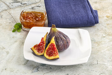 Purple ripe fig with cut