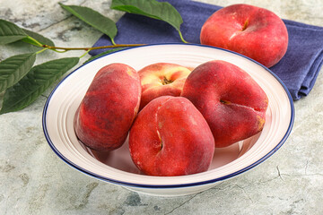 Ripe sweet and juicy Flat peach