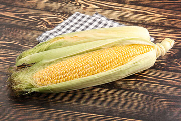 Ripe sweet yellow corn cob