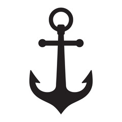 anchor black silhouette vector, Simple silhouette Design vector icon with white background