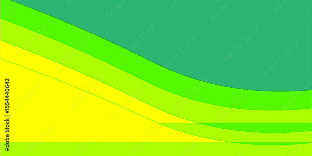 Poster abstract wavy background with layered green and yellow curves, creating a modern and vibrant flow de