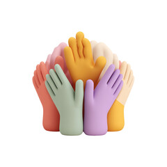 Colorful Hands in Various Positions Symbolizing Diversity and Cooperation for Artwork or Design Projects