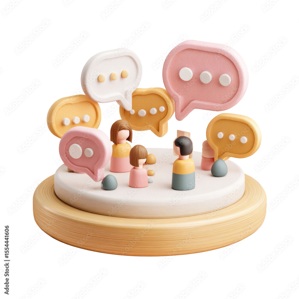 Poster modern communication concept with colorful speech bubbles representing dialogue and interaction amon
