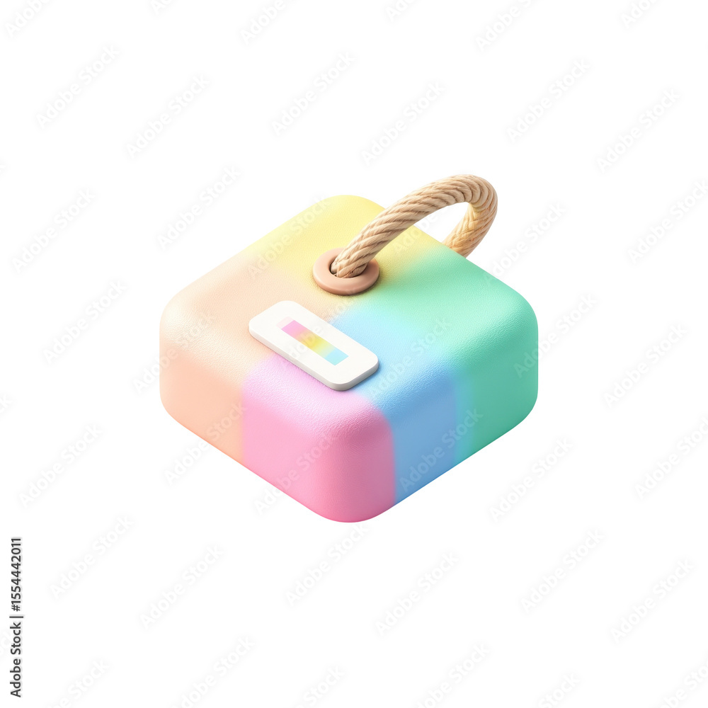 Poster colorful pastel box with a handle and a subtle rainbow gradient, ideal for artistic and whimsical th