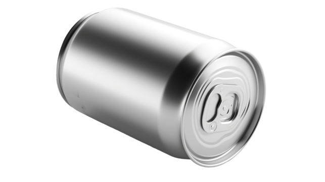Isolated blank metal tin cans on a transparent background, perfect for showcasing product designs for medicine, drinks, or other small objects. PNG