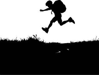 silhouette of a man jumping