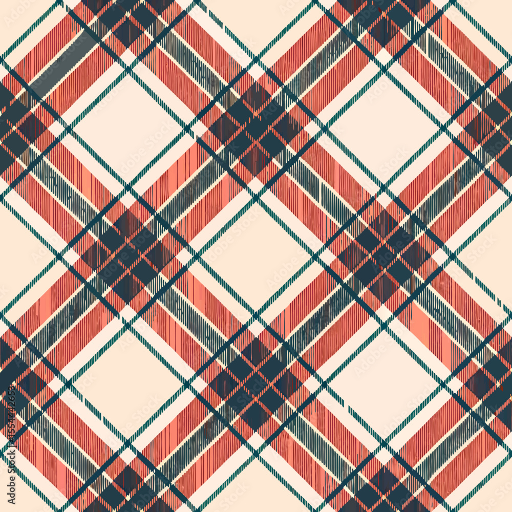 Poster bold and colorful plaid seamless vector pattern with thick lines and geometric design