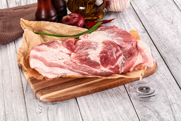 Raw pork shoulder for cooking