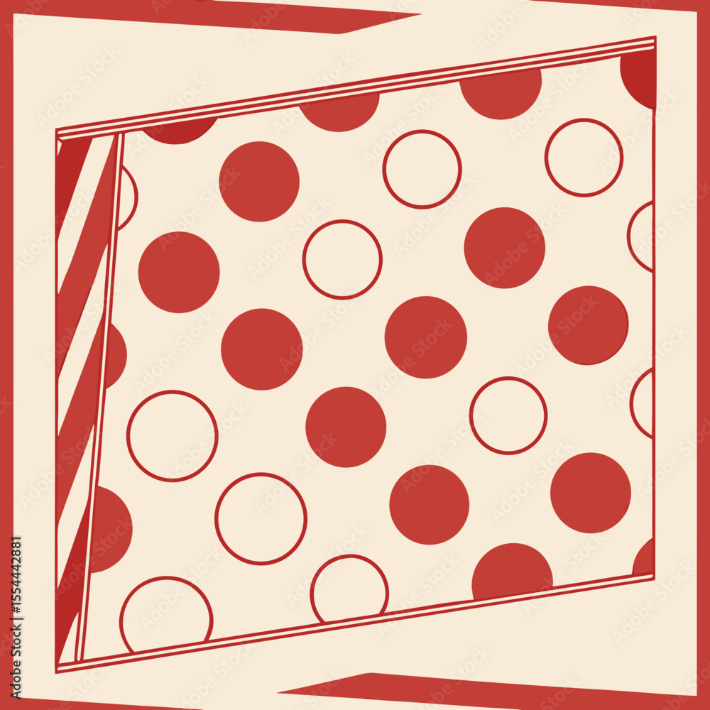 Poster retro polka dot seamless vector pattern with bold red and white circles design