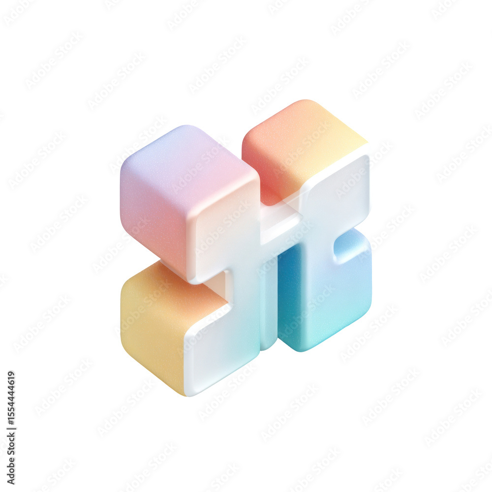 Poster 3d abstract colorful logo design with soft edges and gradient finish for creative projects
