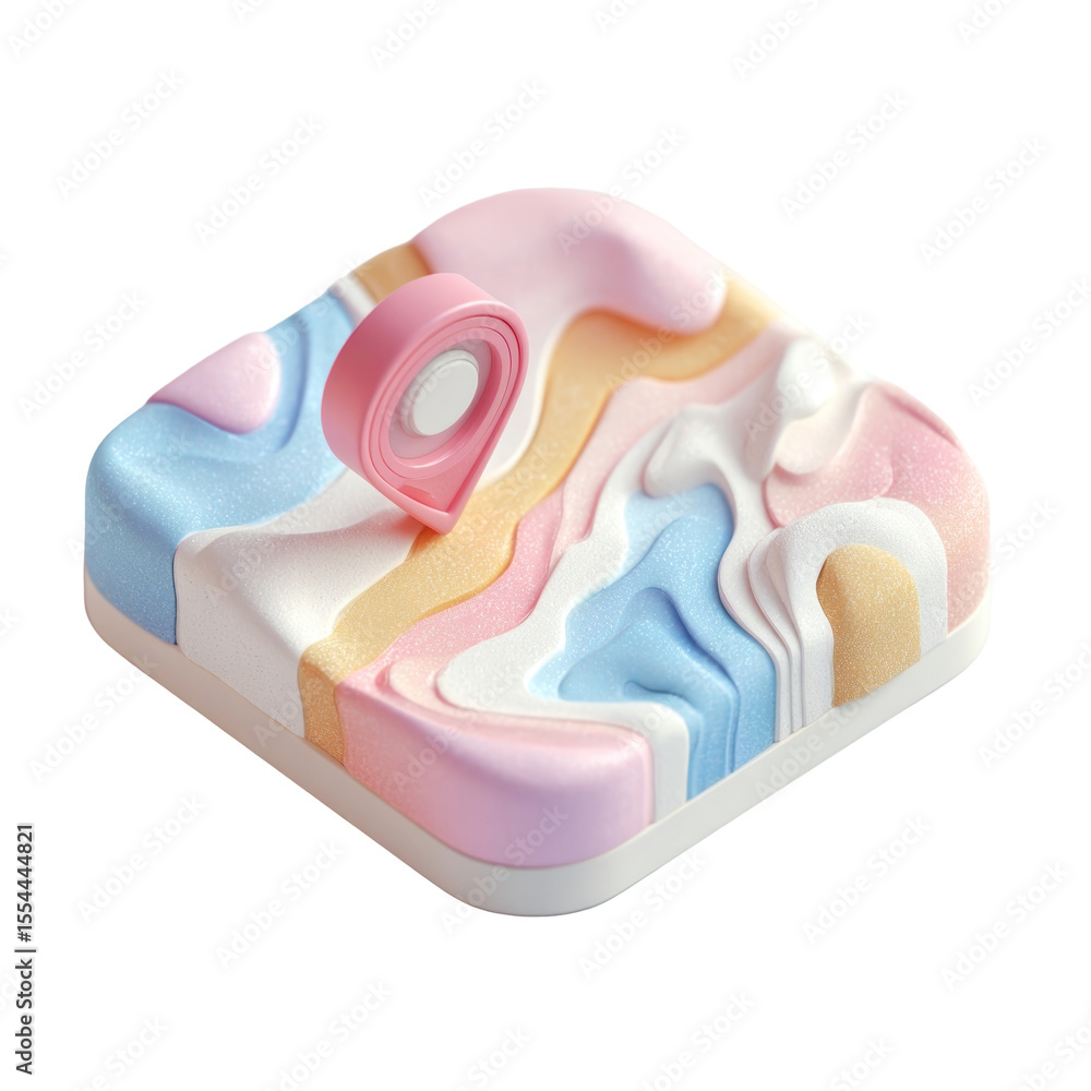 Poster abstract pastel geometric shape with fluid wave patterns and a circular component for artistic and c