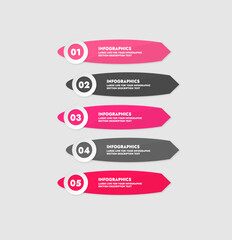 infographic template in different colors with tablet shadow on gray background