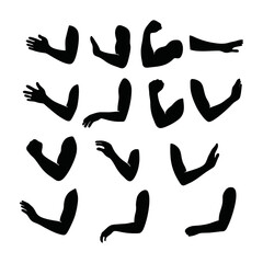 Silhouette illustration of various arm and hand positions.