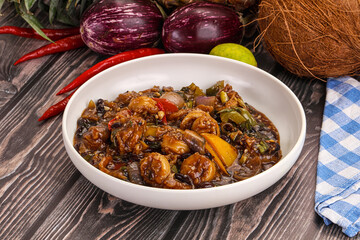 Squid with vegetables in oyser sauce