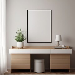 Frame mockup, ISO A paper size. Living room wall poster mockup. Interior mockup with house background. Modern interior design. 3D render