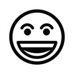 Fototapeta premium Big Grinning Face Emoji Vector Illustration Happy Smiley Broad Smile Joyful Expression Positive Emotion Icon Black and White Simple Design
