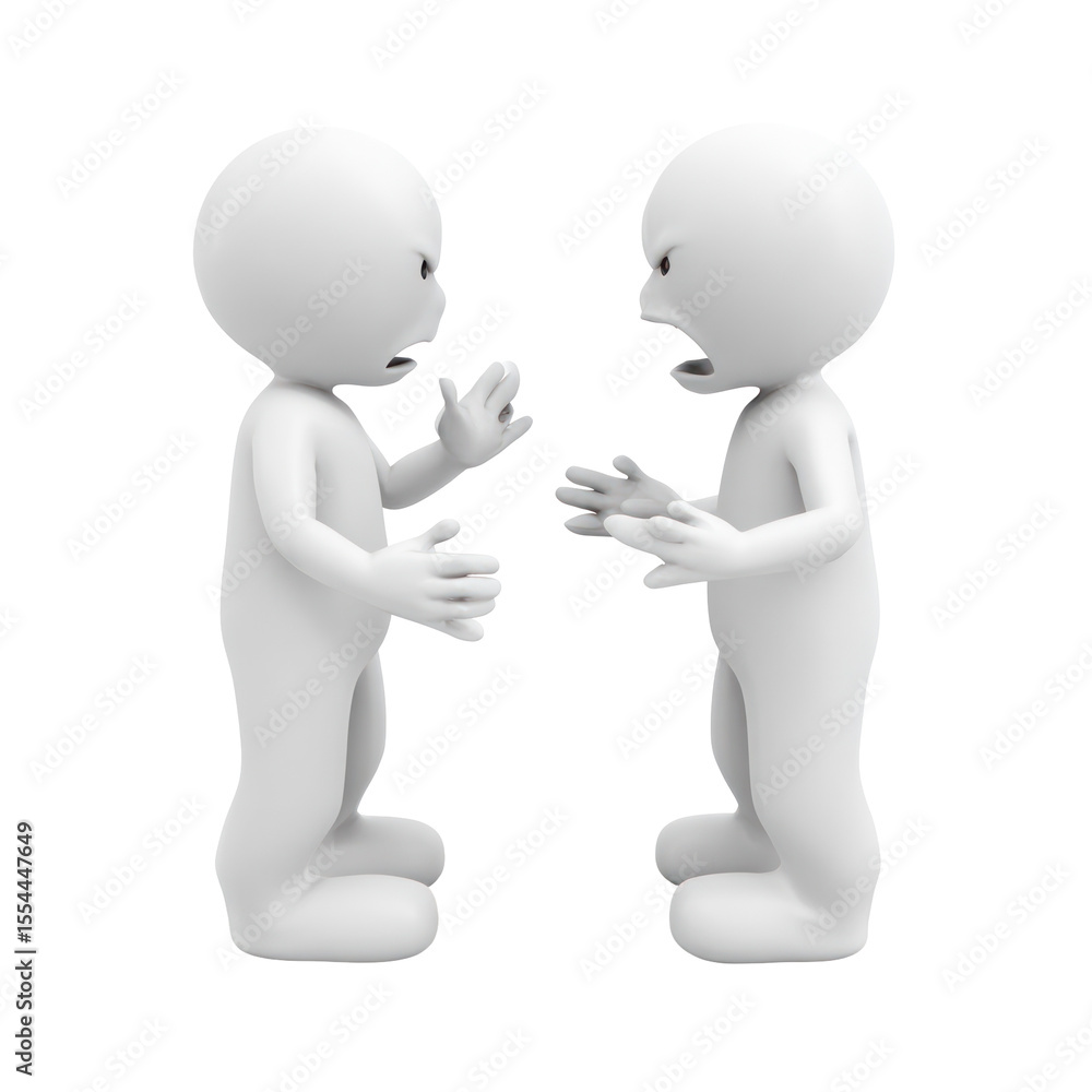 Poster two cartoon characters engaging in a heated argument with expressive gestures and facial expressions