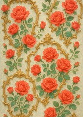 Vintage floral pattern with roses.