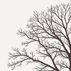 Minimalist tree branch silhouette graphic illustration with bare branches against a neutral background