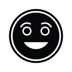 Fototapeta premium Happy emoticon smiling face positive feedback joyful emoji black and white simple icon user interface graphic design element website asset vector illustration