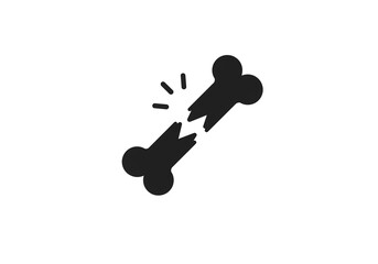 A simple black and white illustration of a broken bone with fracture lines on a white background