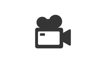 Fototapeta premium Illustration of a black camera with a white screen and rounded top on a white background