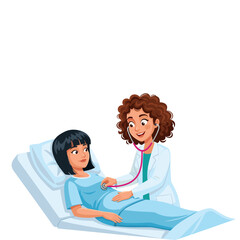 vector illustration of a doctor examining his pregnant patient