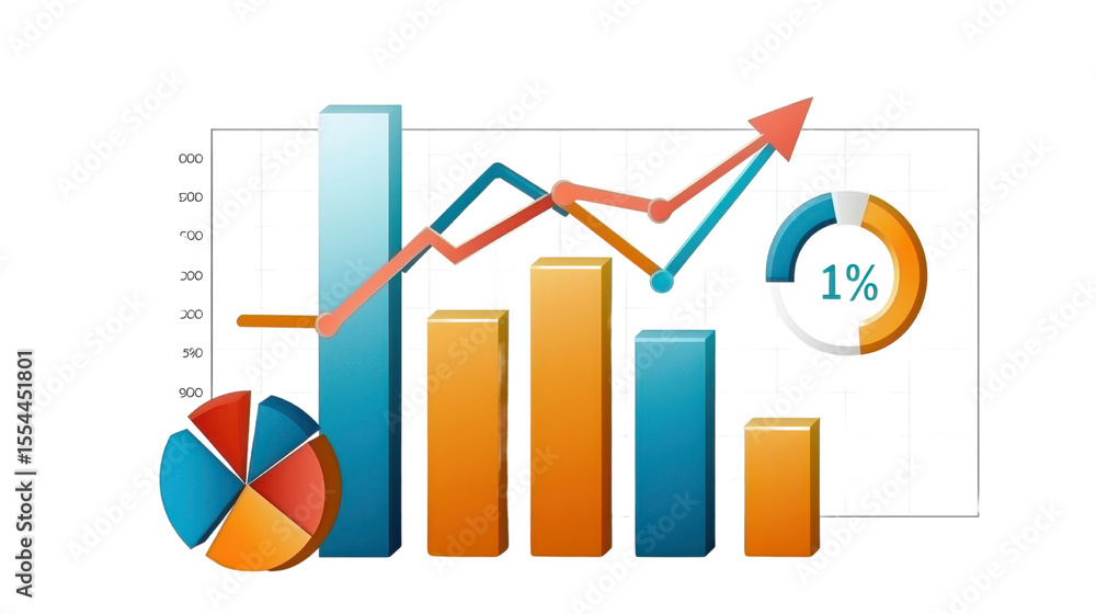 Aufkleber colorful graphs and charts depicting business growth and statistical data analysis processes