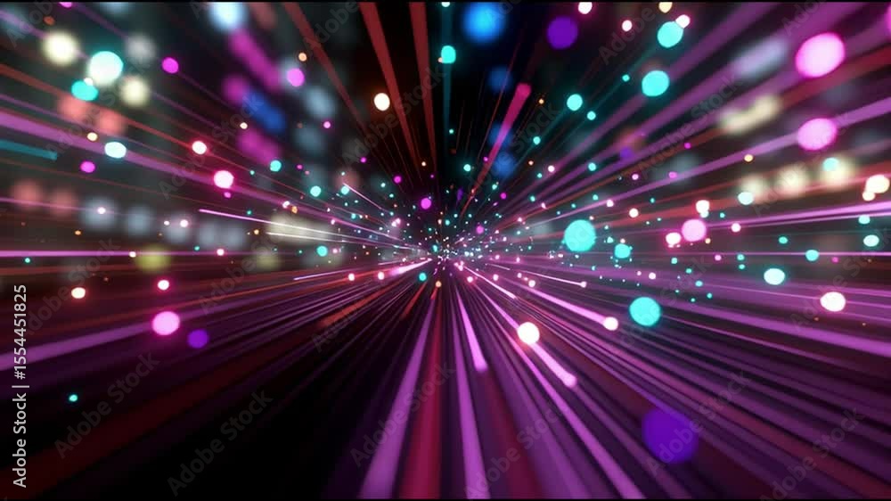 Poster vibrant light patterns illuminate a dynamic digital landscape with colorful streams at night