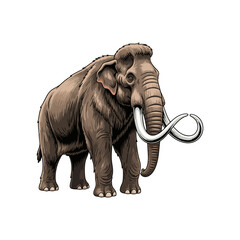 vector illustration of a mammoth on a white background