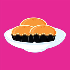 three small orange pies with neat wavy edges on a white plate