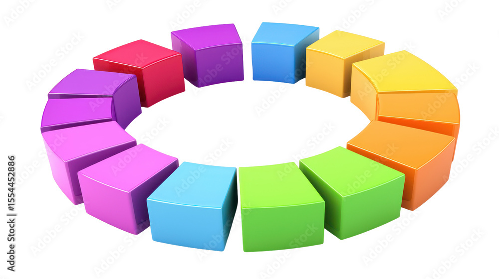 Poster Colorful Geometric Shapes Arranged in a Circular Pattern for Creative Design and Educational Use